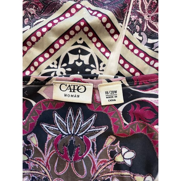 Cato Womens Floral Geometric Tunic Top Sz 18/20W Beaded Accent Boho Hippie Soft - Picture 6 of 8